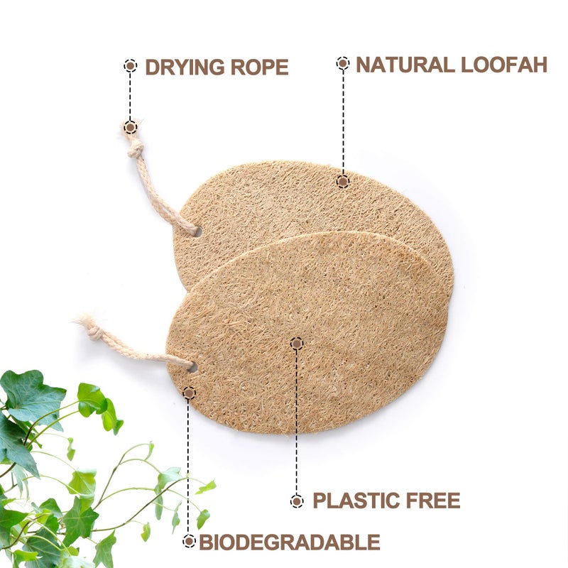 Gaia Guy Natural Loofah Dish Sponge - 10 Pack (6 + 4 Bonus) - 100% Plant-Based, Plastic-Free Kitchen Scrubber Pads | Compostable & Zero Waste Alternative to Traditional Sponges - Image 2